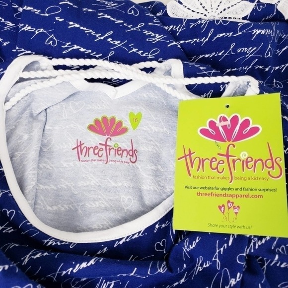 Three Friends New with tags Blue and White Print Daisey Dress Size 16 - Picture 3 of 7